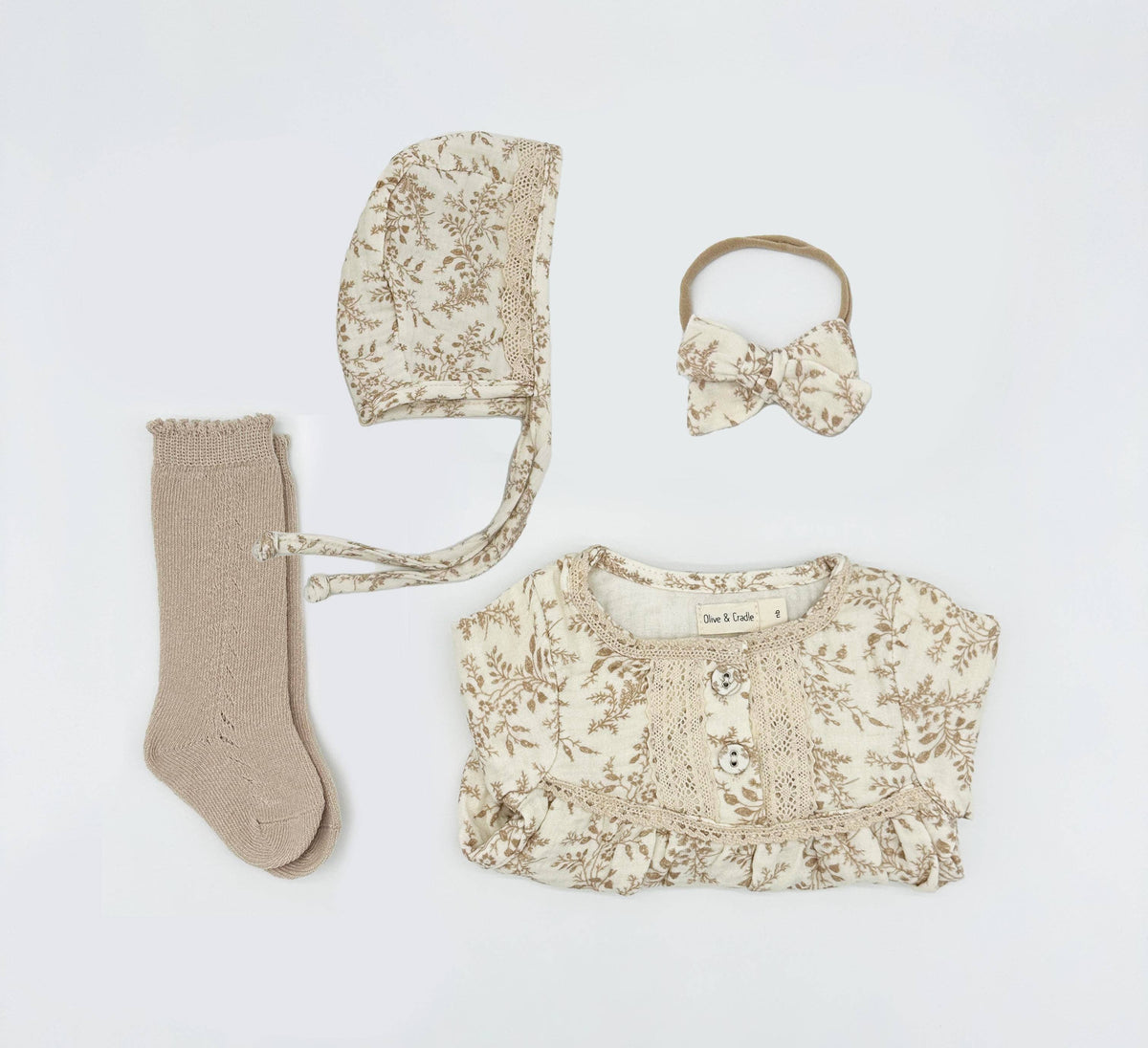 Elodie Long Sleeve Romper Set: 2pc Set (romper+Bow)