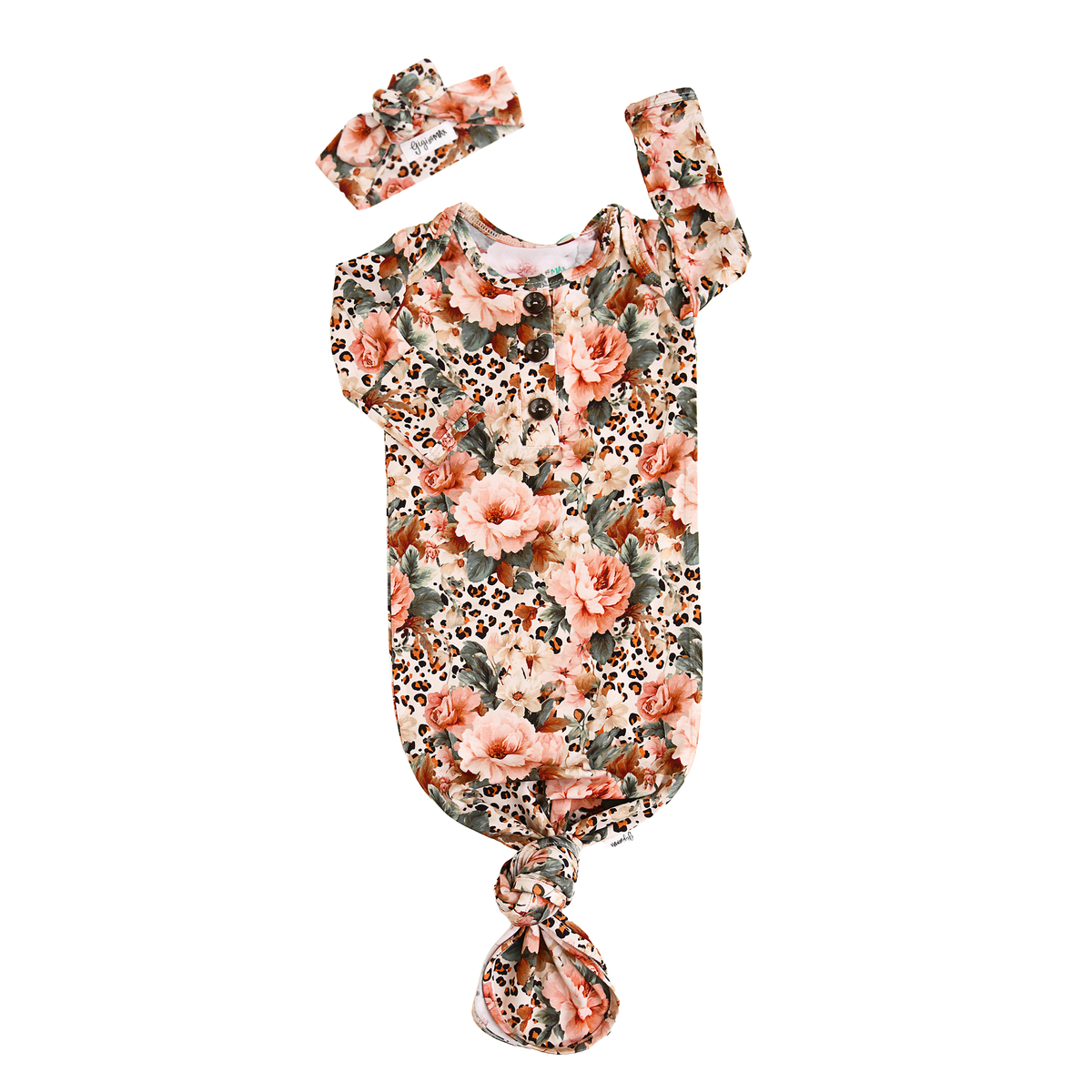 Laura GOWN Bamboo Floral Baby Newborn Coming Home Outfit: Gown Only