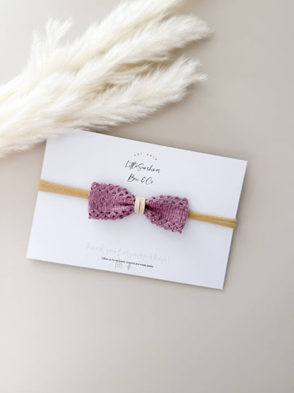 Lace & Tan Suede Bows: Brown