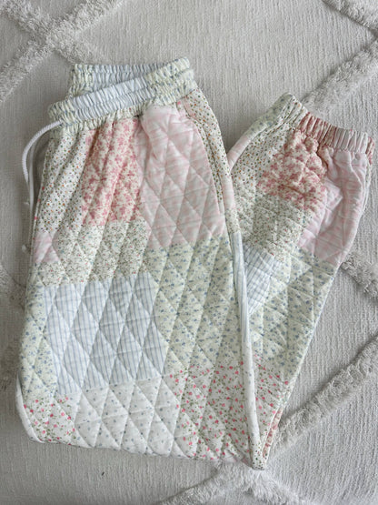 Quilted Pastel Joggers: Pastel