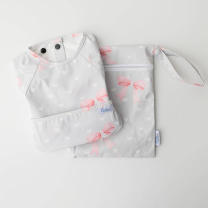 The Grayson Long Sleeve Bib - Sweetheart Bows: 6-36M