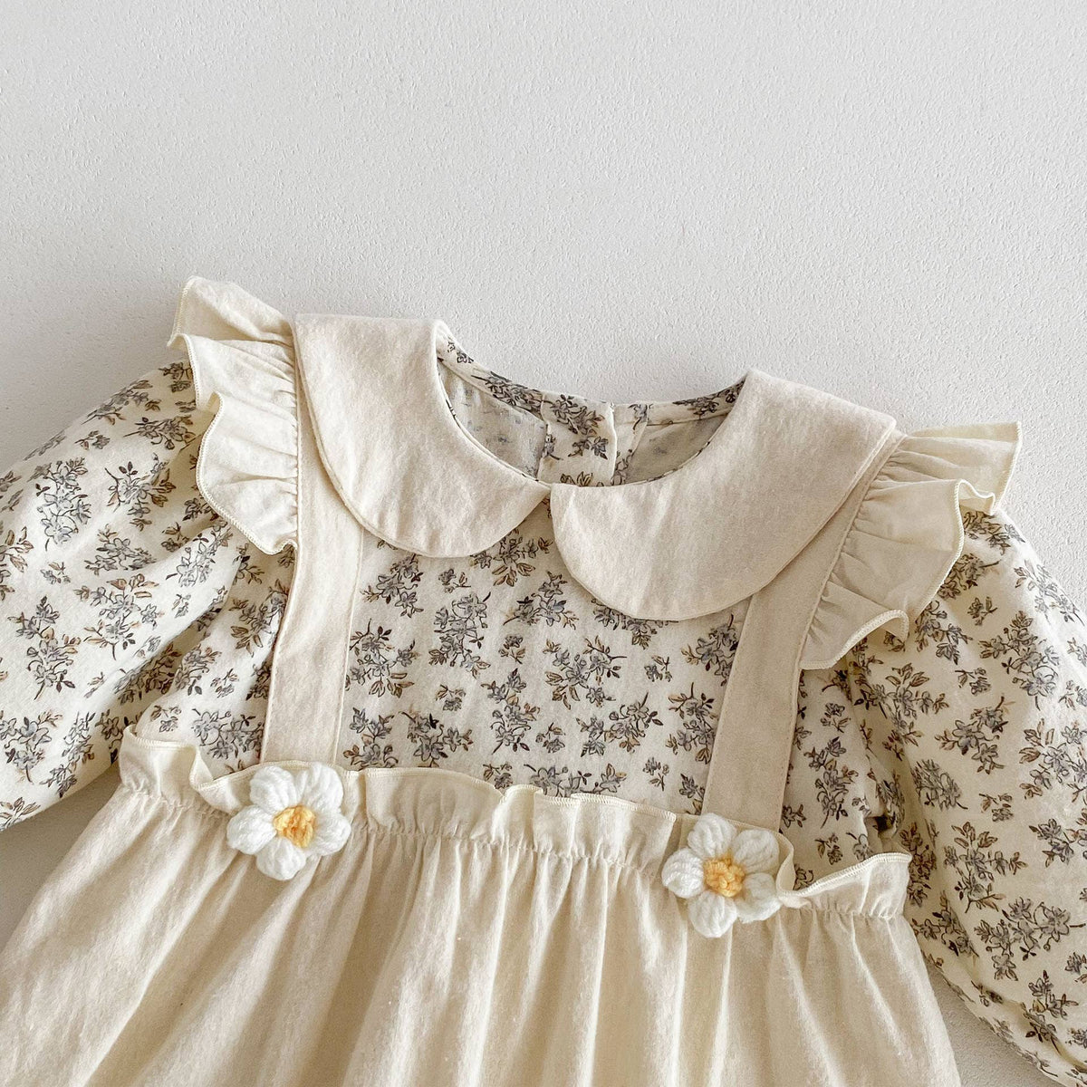 Vintage Floral Peter Pan Collar Baby Romper