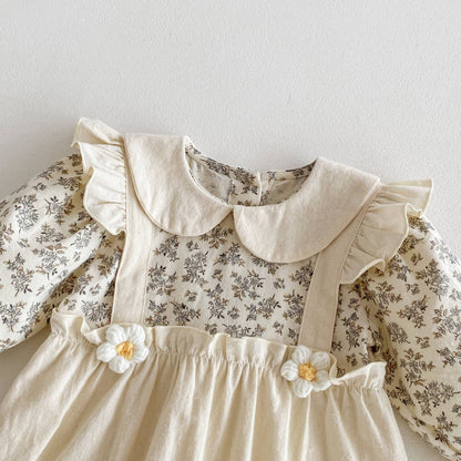 Vintage Floral Peter Pan Collar Baby Romper