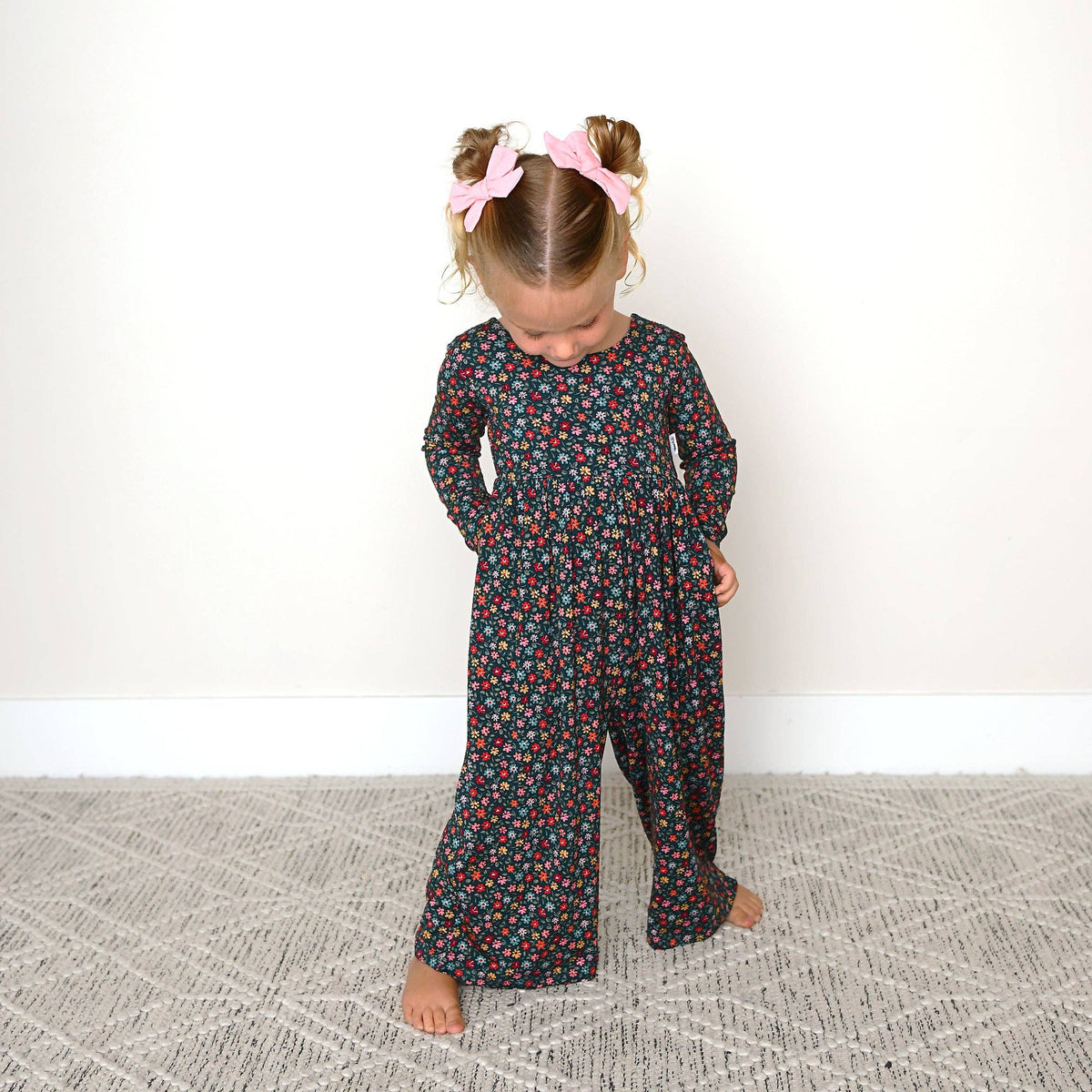 Isabelle WIDE LEG ROMPER Bamboo Floral Kids Clothing