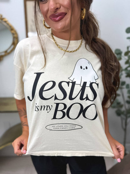 Jesus is my Boo Boxy Graphic Tee on Ivory: M