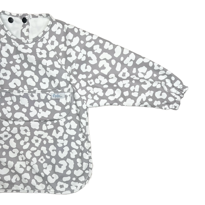 The Grayson Long Sleeve Bib - Leopard: Petal Pink / 6-36M