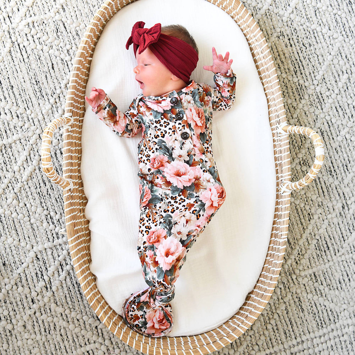 Laura GOWN Bamboo Floral Baby Newborn Coming Home Outfit: Gown Only