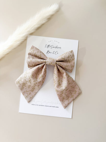 Pink & Gold Sailor Hair Bow  : Small