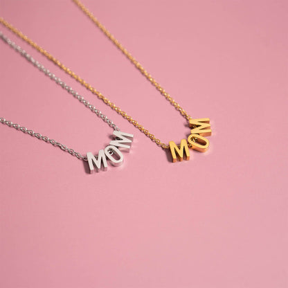 18K Gold PVD Stainless Steel Mom Necklace: Gold