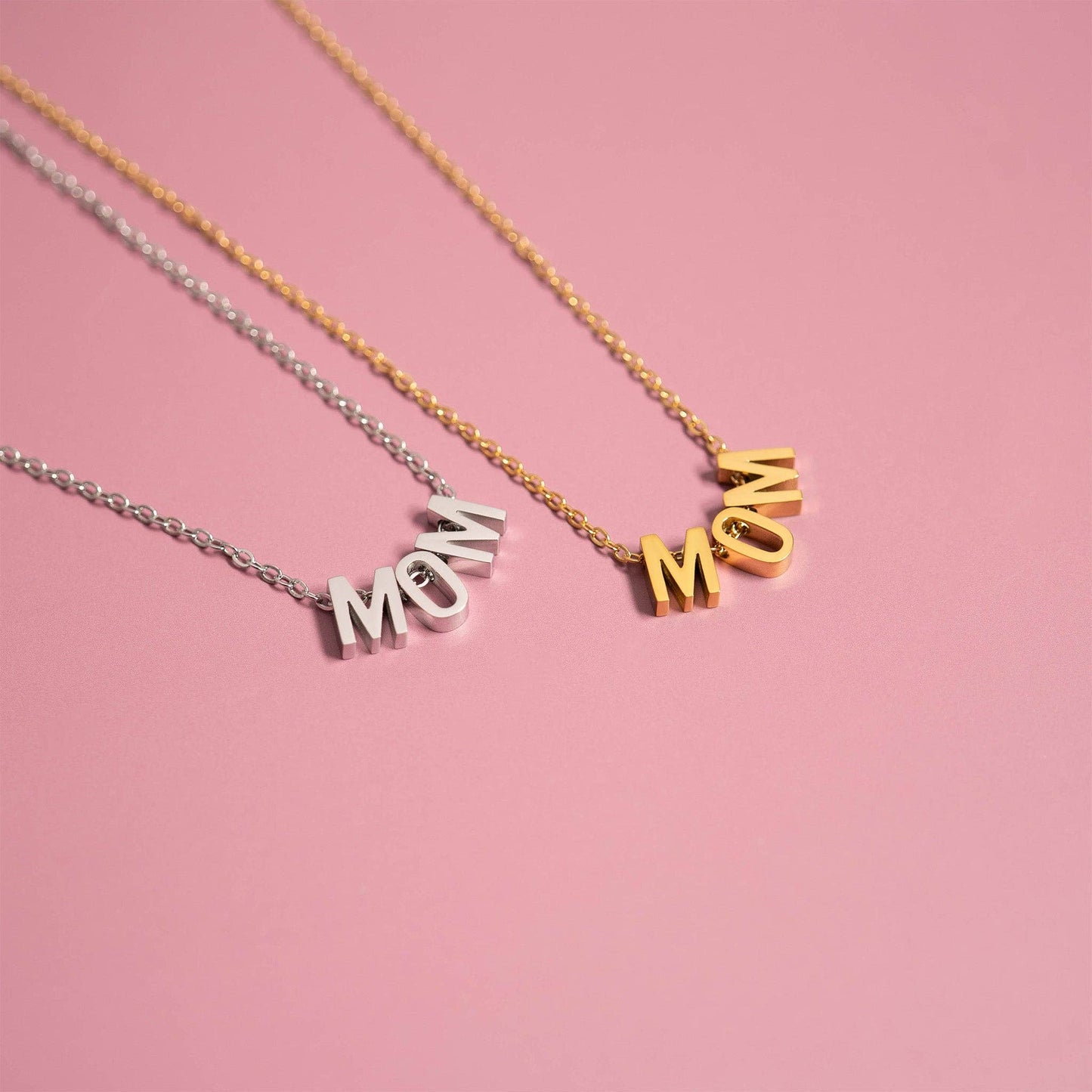 18K Gold PVD Stainless Steel Mom Necklace: Stainless
