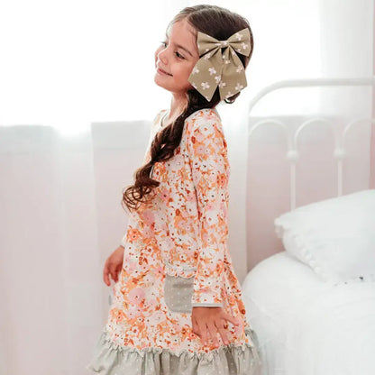 Light Wood Brown Sailor Hair Bow: Small
