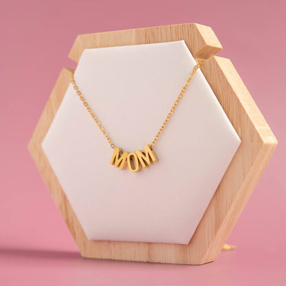 18K Gold PVD Stainless Steel Mom Necklace: Gold