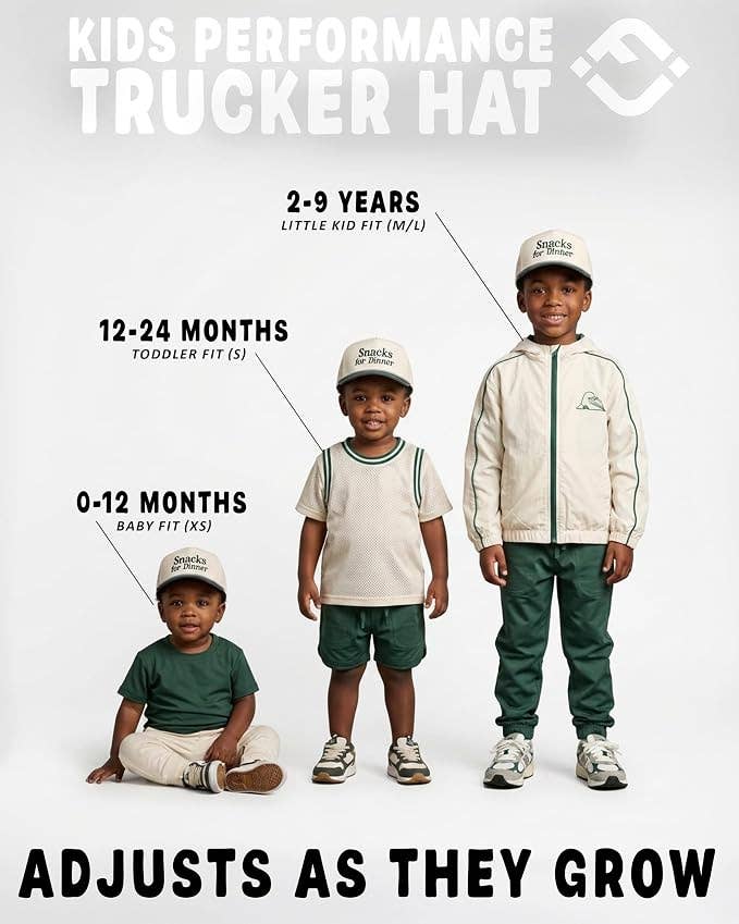 Kid's Golf Hat - Snacks For Dinner - Green/Beige: Small