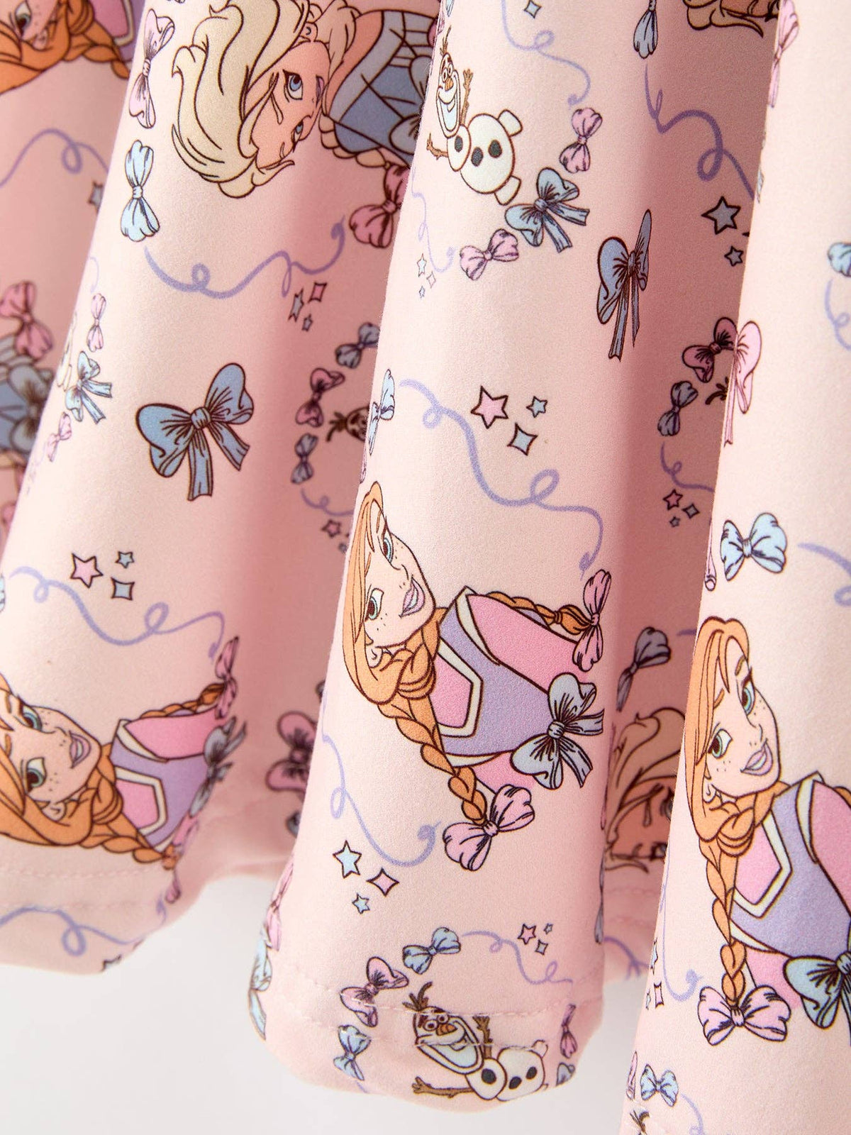 Girls Pink Bow Print Long Sleeve Twirl Dress