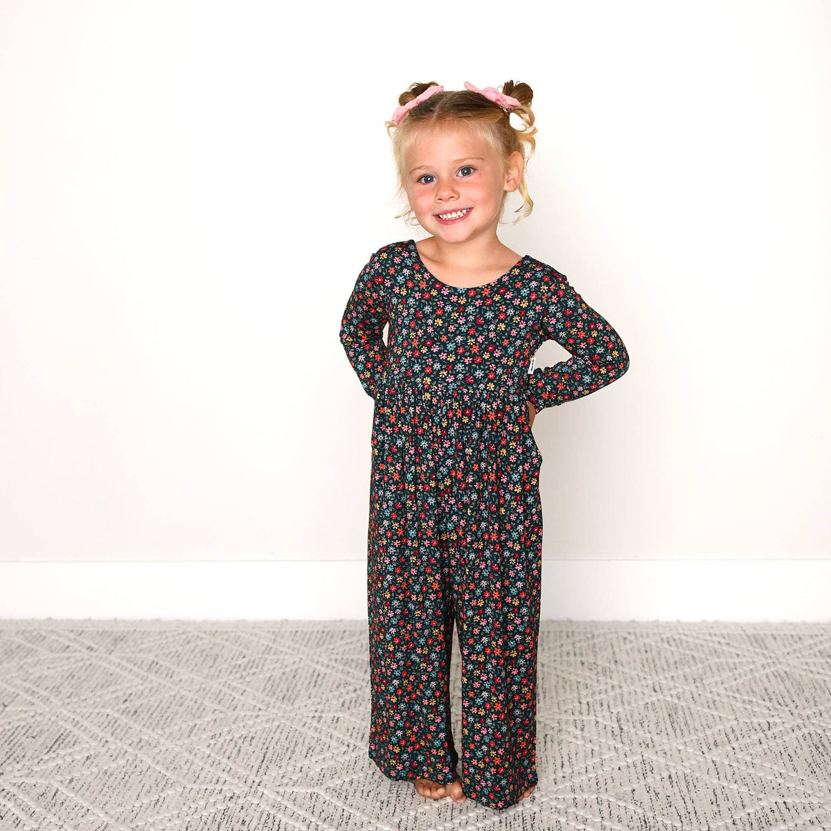 Isabelle WIDE LEG ROMPER Bamboo Floral Kids Clothing