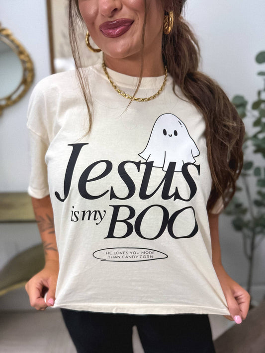 Jesus is my Boo Boxy Graphic Tee on Ivory: XL