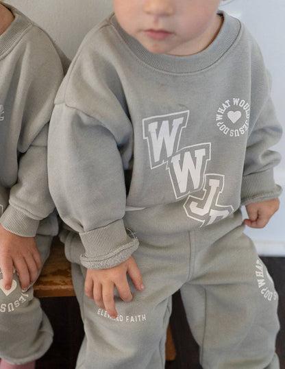WWJD Varsity Kids Crewneck: 6Y