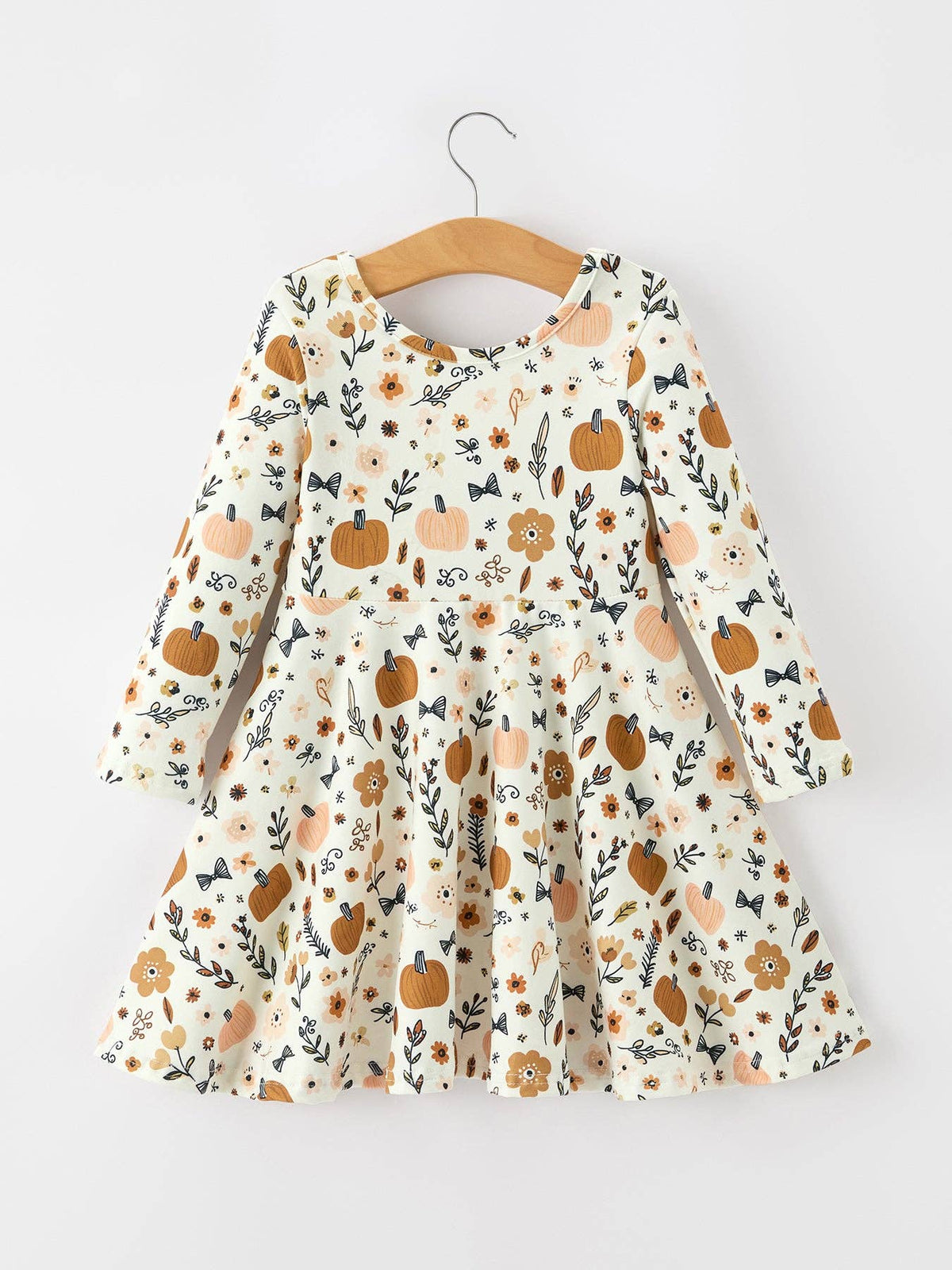 Fall Harvest Pumpkin Girls Dress Long Sleeve: 5