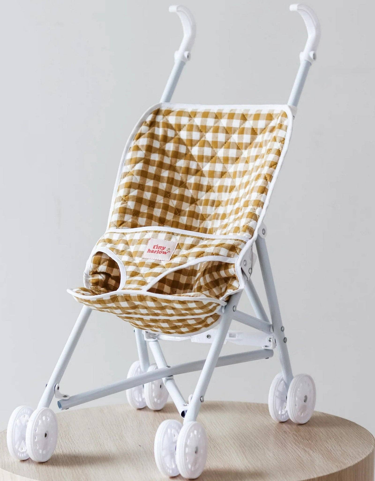 Stroller for doll - Mustard Gingham - Tiny Harlow