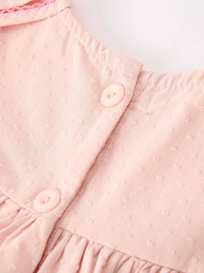 Fall Baby Girl Pink Floral Embroidered Peter Pan Collar Dress: 5