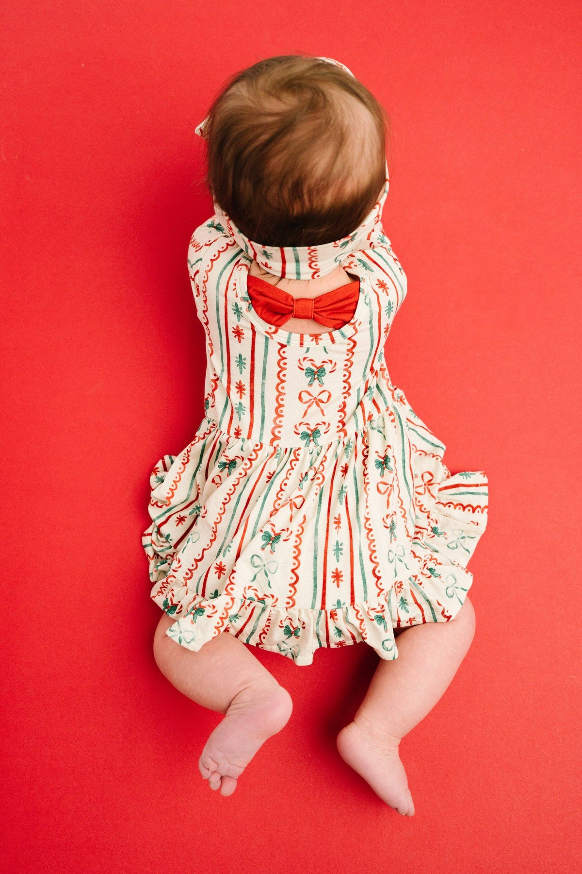 Christmas Dainty Bow Long Sleeve Bodysuit Bamboo Dress