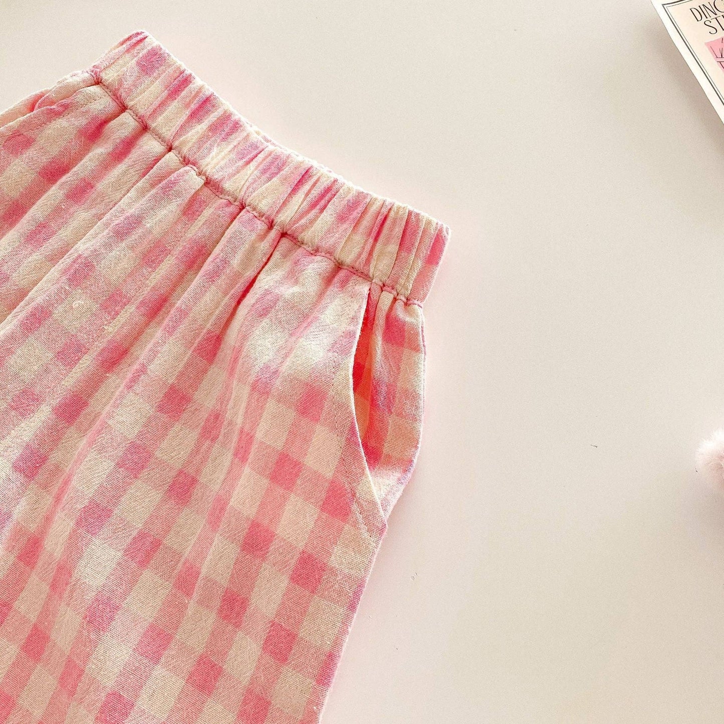 Baby Pink Plaid Pants: Pink