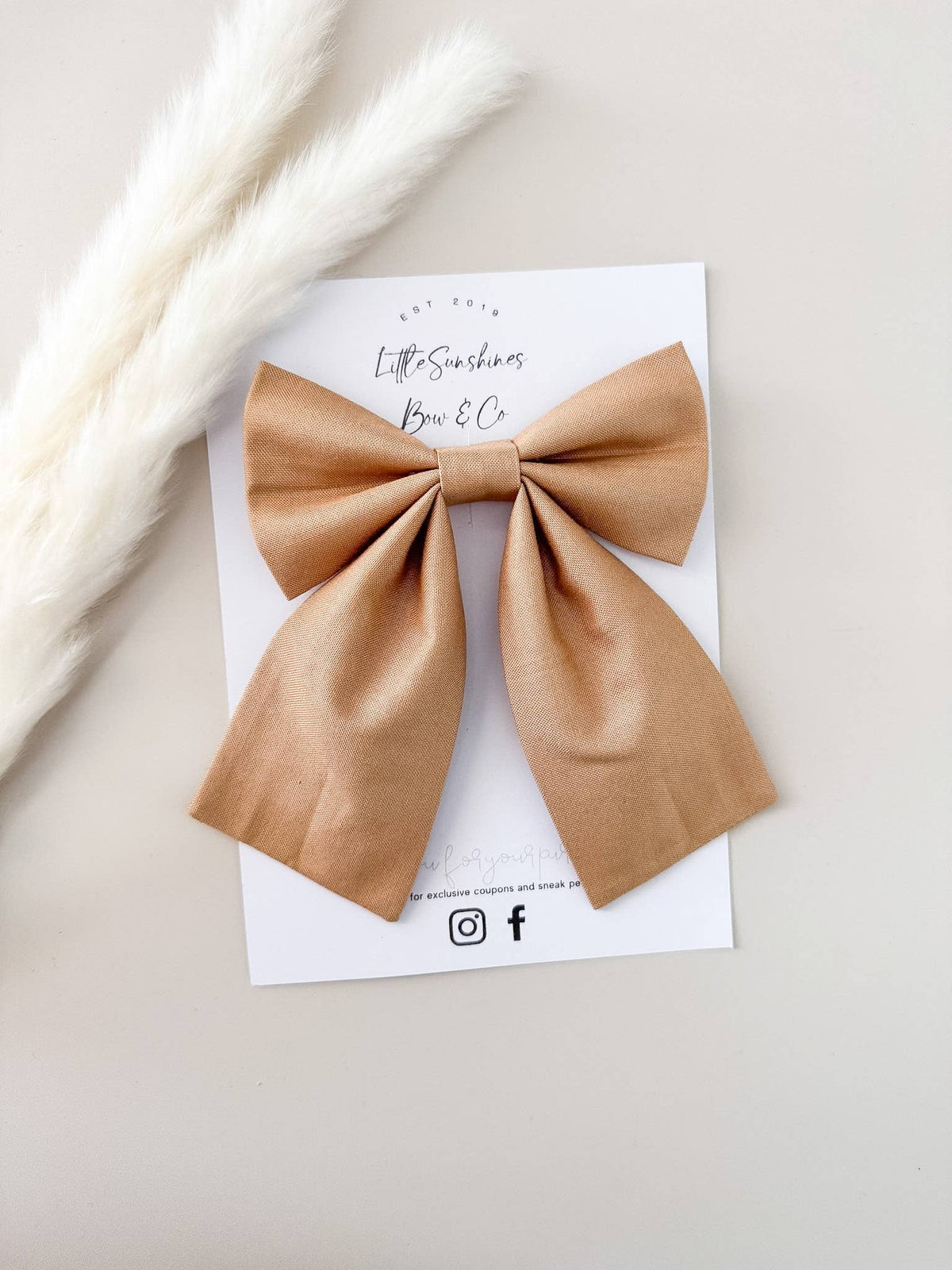 Light Wood Brown Sailor Hair Bow: Small