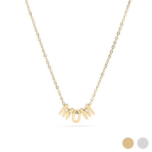 18K Gold PVD Stainless Steel Mom Necklace: Gold