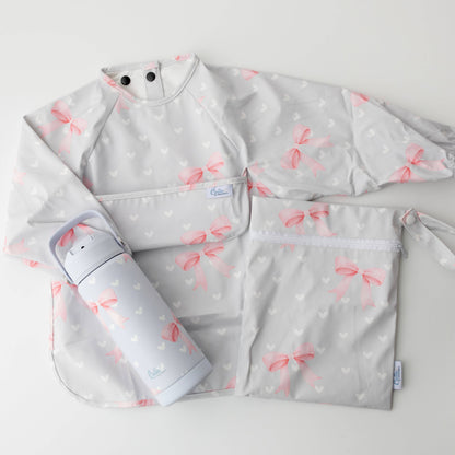The Grayson Long Sleeve Bib - Sweetheart Bows: 6-36M