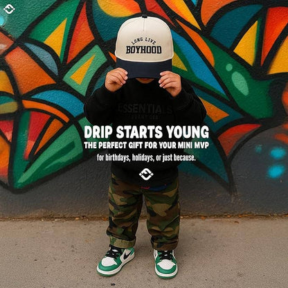 Kids/Baby Two Tone Cap - Long Live Boyhood - Black/Beige: Kids (2-9 Years)