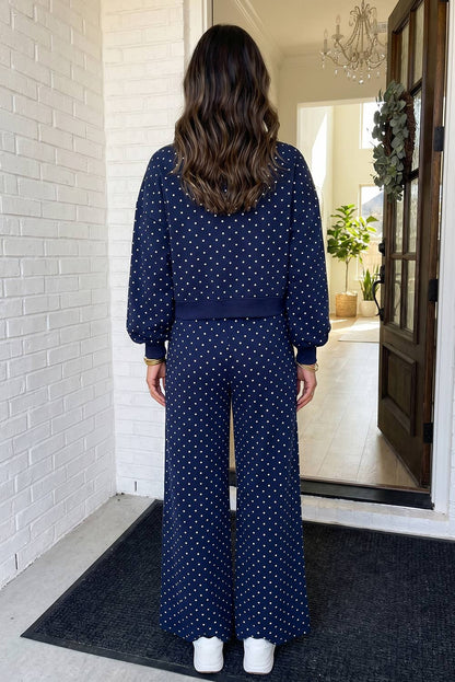 LAS Polka Dot Casual Shift Drawstring Pants Brown