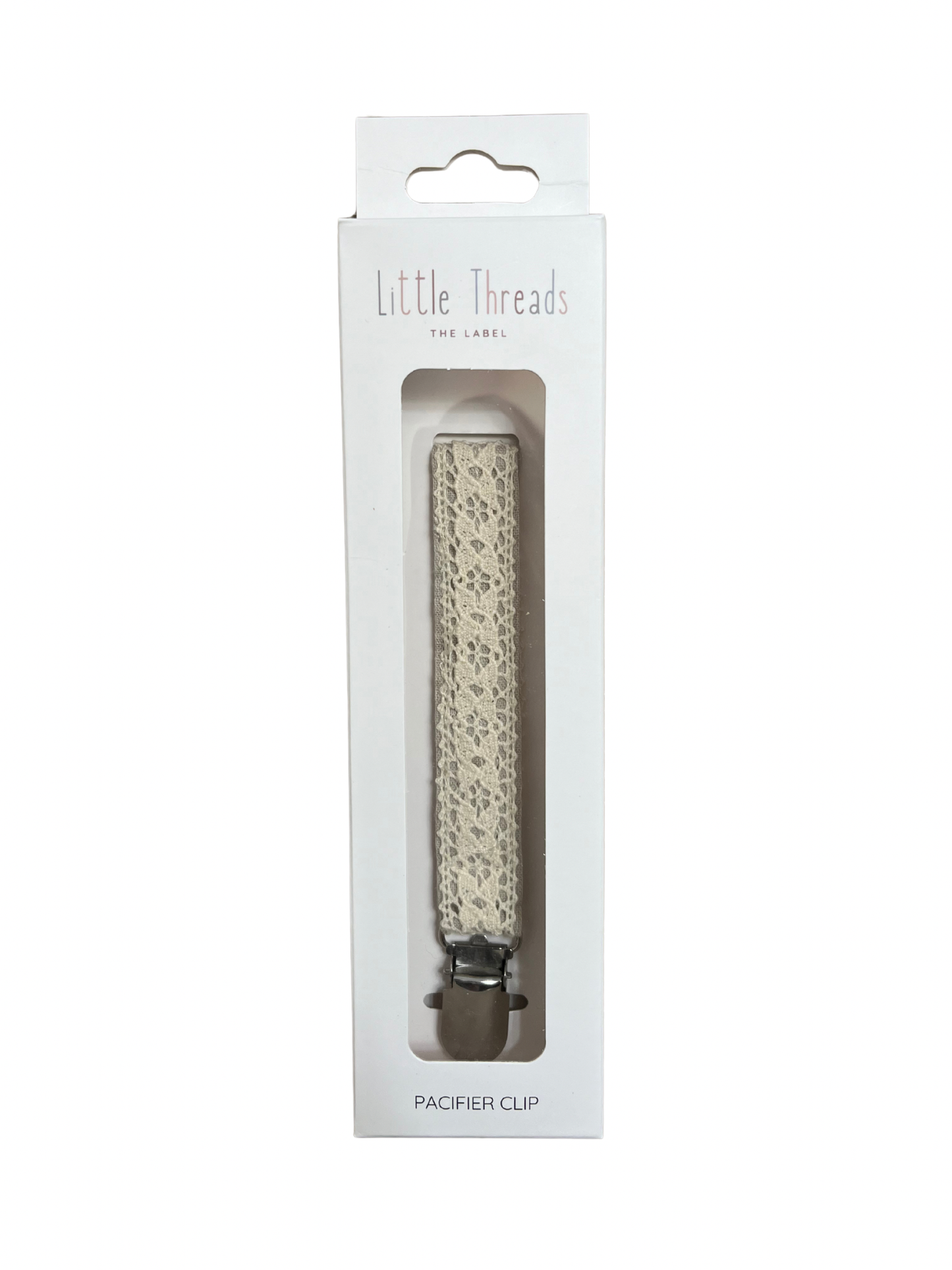 Crotchet Ribbon Collection Pacifier Clip: Taupe