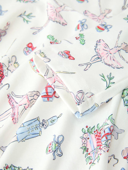 Christmas Girls Holiday Ballet-Inspired Print Dress
