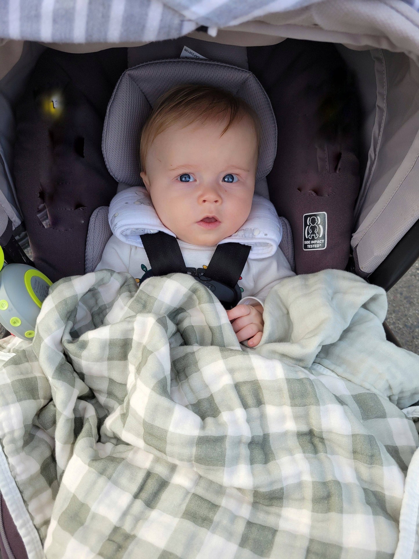 Evergreen Gingham QUILTED 6 Layer Gauze Blanket