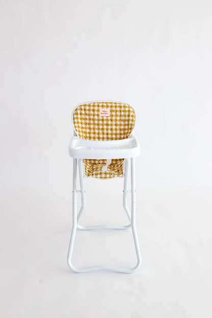 Doll High Chair - Mustard Gingham - Tiny Harlow