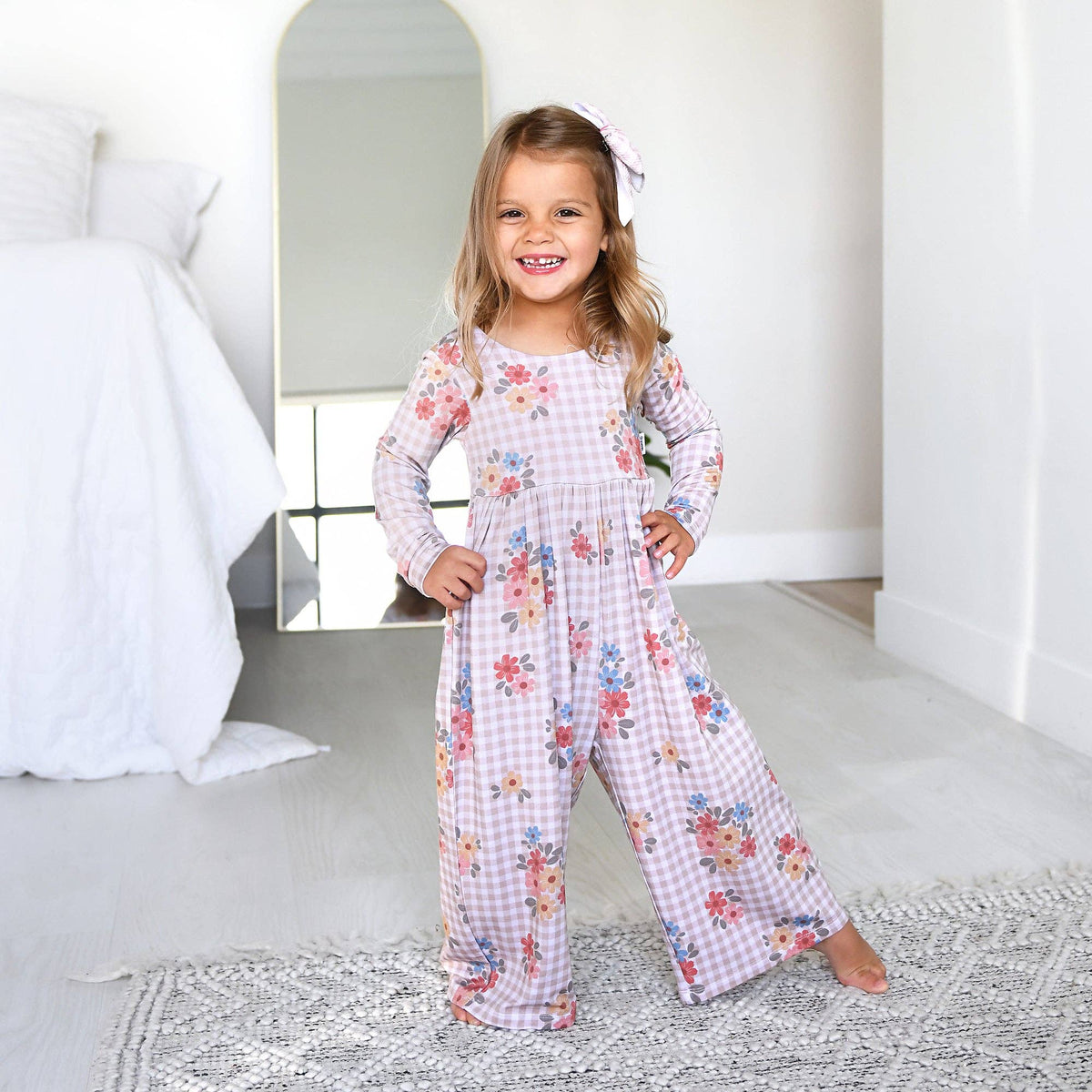 Callie WIDE LEG ROMPER Bamboo Floral Kids Clothing