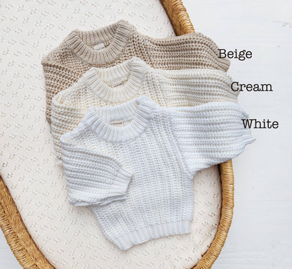 Chunky Knit Sweater Pastels: Milk white
