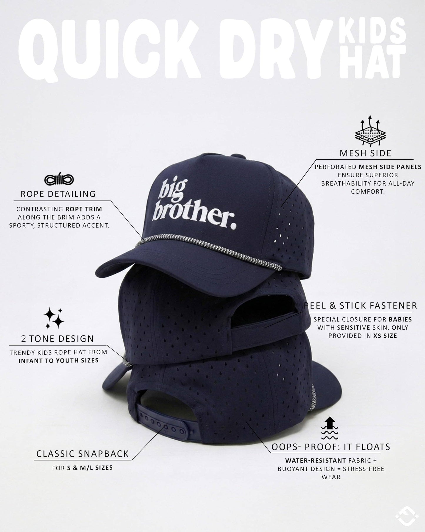 Kid's Golf Hat - Big Brother - Navy: Small