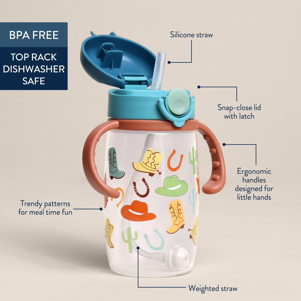 *NEW OPTIONS* Itzy Sips™ - Straw Cup With Snap-Close Lid: Ribbons & Roses