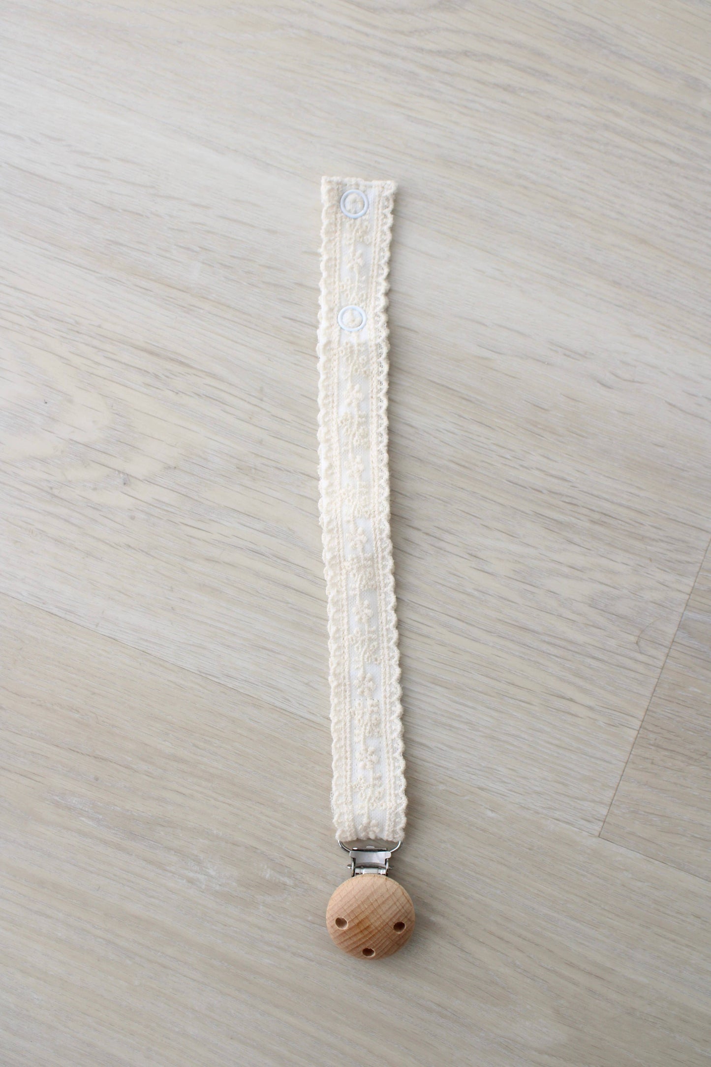 Ivory Floral Lace Pacifier Clip