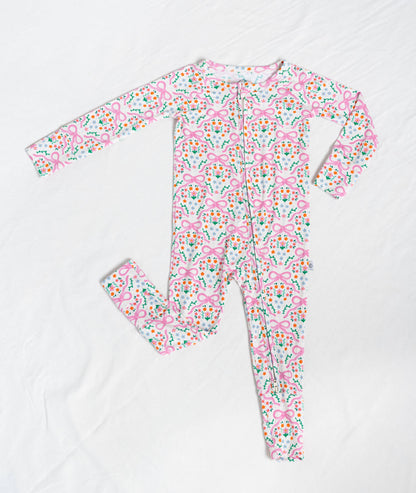Bows in the Meadow Bamboo Convertible Zip Footie Sleeper & Romper | Baby & Toddler Pajamas