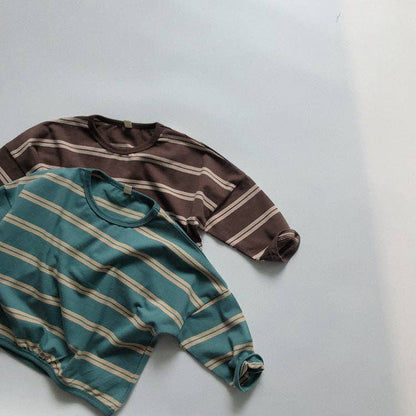 Striped Long Sleeve T-Shirt for Kids Casual Soft Cotton Tee: Brown