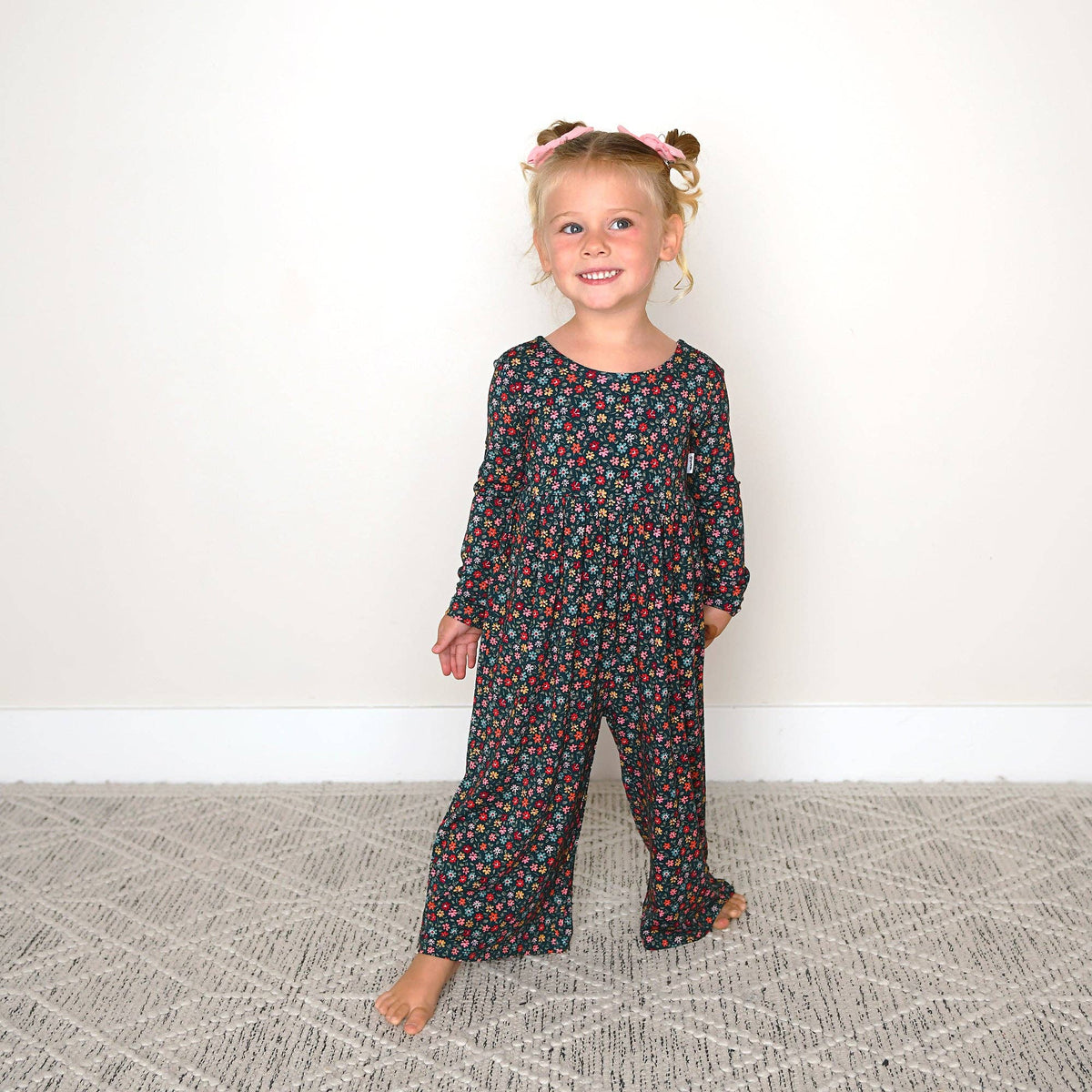 Isabelle WIDE LEG ROMPER Bamboo Floral Kids Clothing