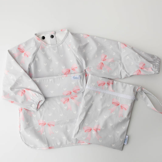 The Grayson Long Sleeve Bib - Sweetheart Bows: 6-36M