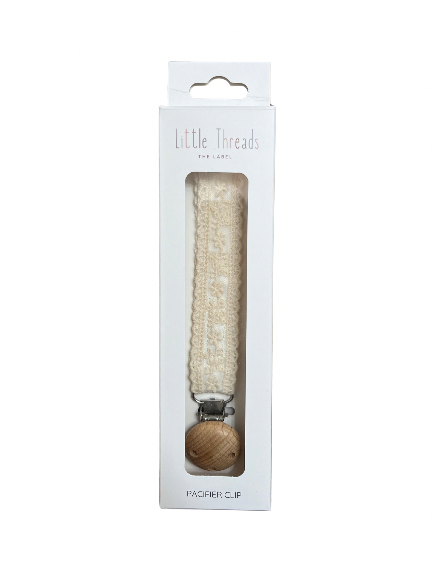 Ivory Floral Lace Pacifier Clip