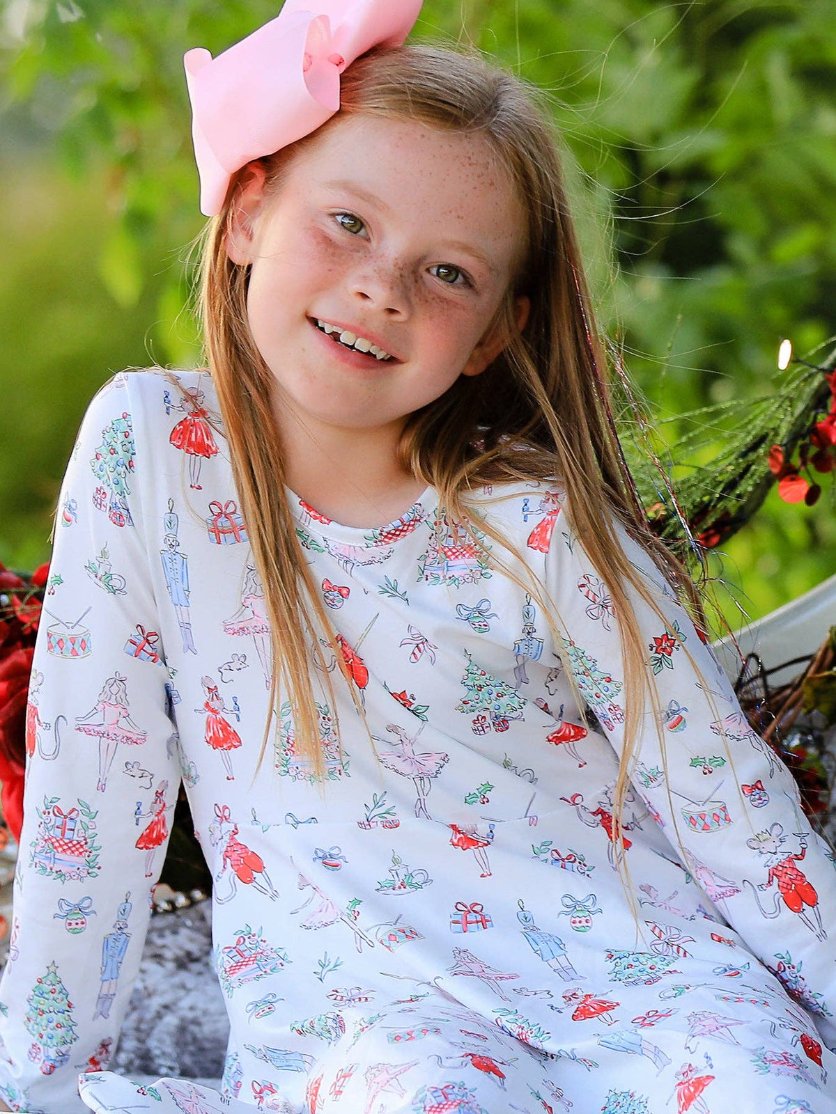 Christmas Girls Holiday Ballet-Inspired Print Dress