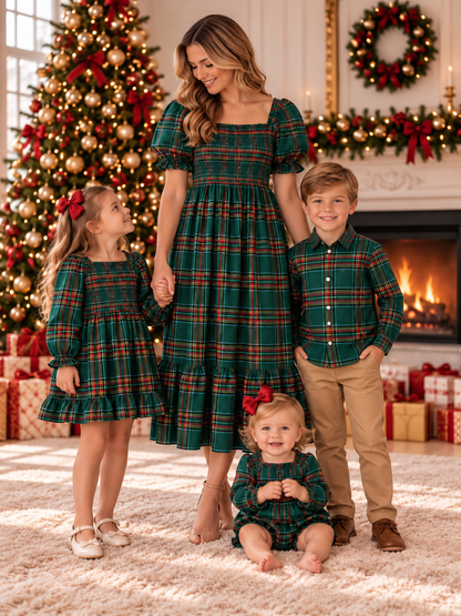 Christmas Plaid Smocked Baby Girl Bubble Romper Ruffle Detail: 6M