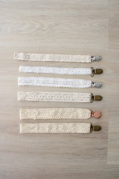 Diamond Crotchet Collection Pacifier Clip: Rose Gold Hardware