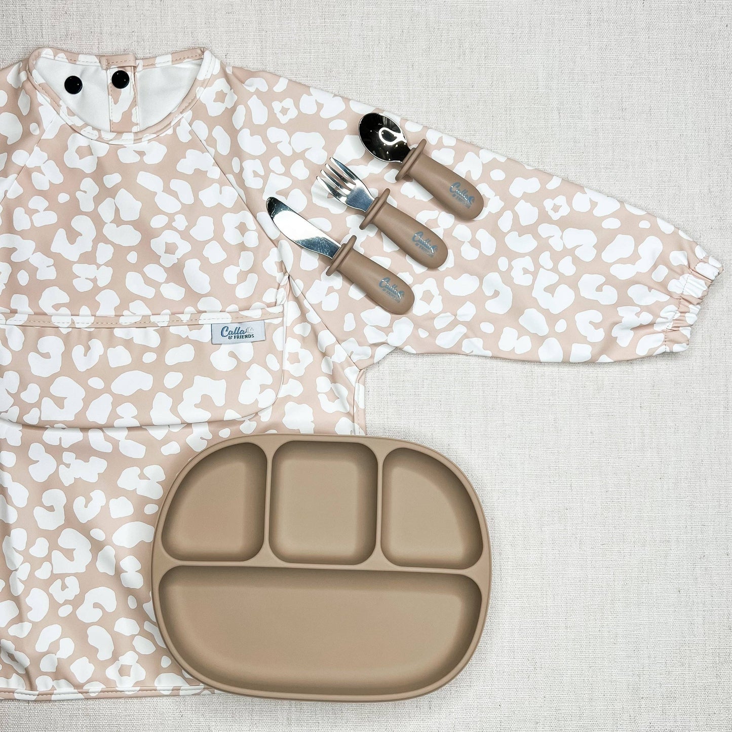 The Grayson Long Sleeve Bib - Leopard: Petal Pink / 6-36M