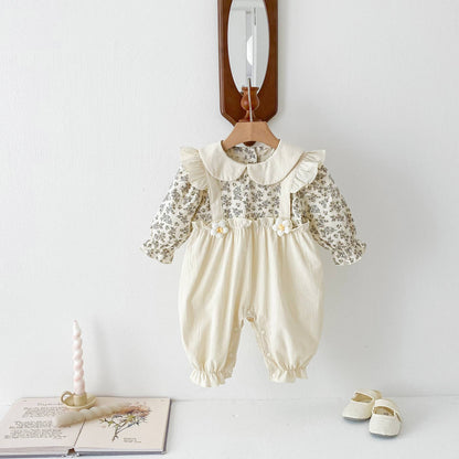 Vintage Floral Peter Pan Collar Baby Romper